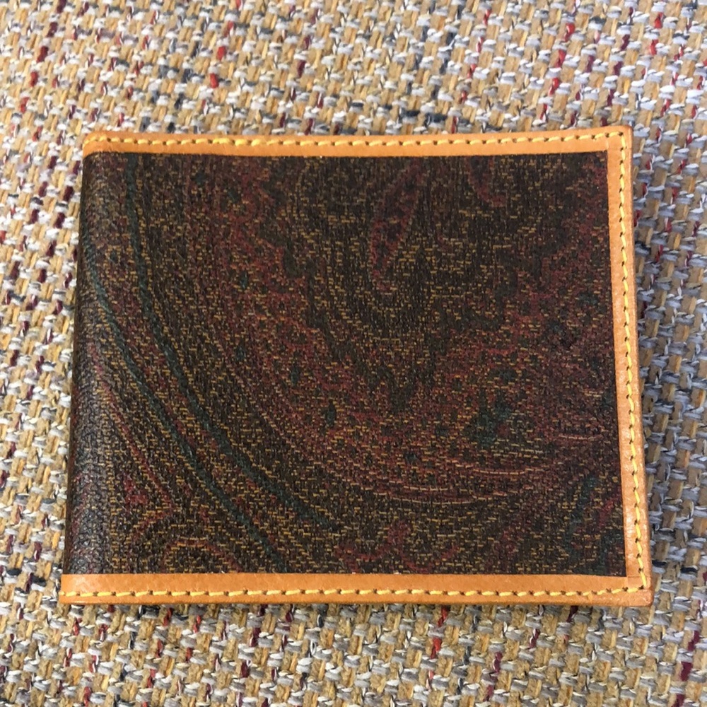 ETRO Milano Red Paisley NWOB Coated Canvas Vachetta Bifold Wallet
